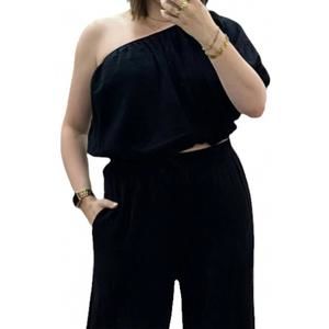 NEW KYLIE PAIGE lina one shoulder top in charcoal